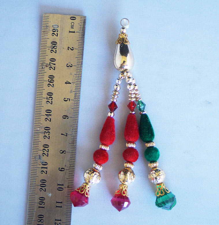Red and green velvet drops with gold blingsal pack of 6